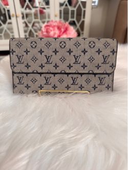 Preloved LV Monogram Mini Lin Canvas Porte Tresor International Wallet