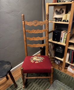 Needlepoint Ladder Back Rocking Chair