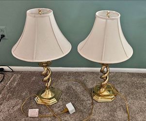 Pair of Brass Twist Table Lamps