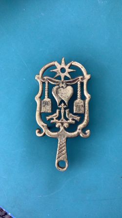 Brass Trivet with Hearts and Birds