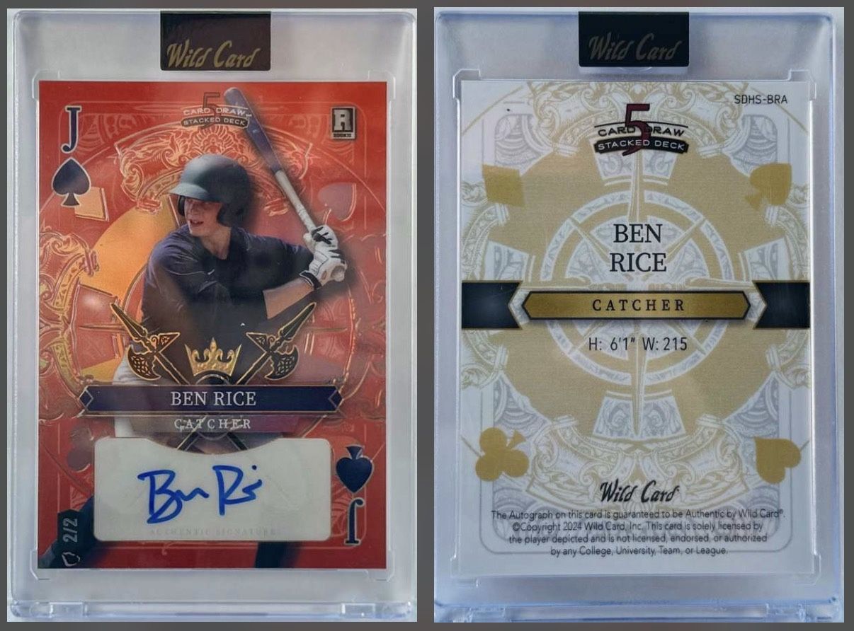 Ben Rice - 2024 Wild Card 5 Card Draw Stacked DecK  - 2/2 Auto - New York Yankees