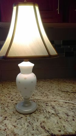 Antique lamp 20" high white glass with gold trim