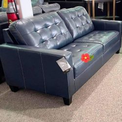 Brand New 💥 Blue Living room set 👉 real leather sofa and loveseat 👍In stock