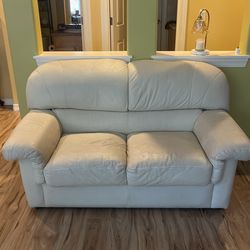 White Leather Loveseat