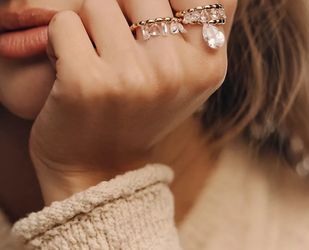 Crystal Stretch Rings, Set of 3