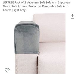 LERTREE Pack of 2 Velveteen Soft Sofa Arm Slipcovers Elastic Sofa Armrest Protectors Removable Sofa Arm Covers (Light Gray)
