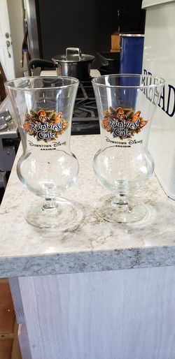 downtown disney rainforest cafe souvenir glasses