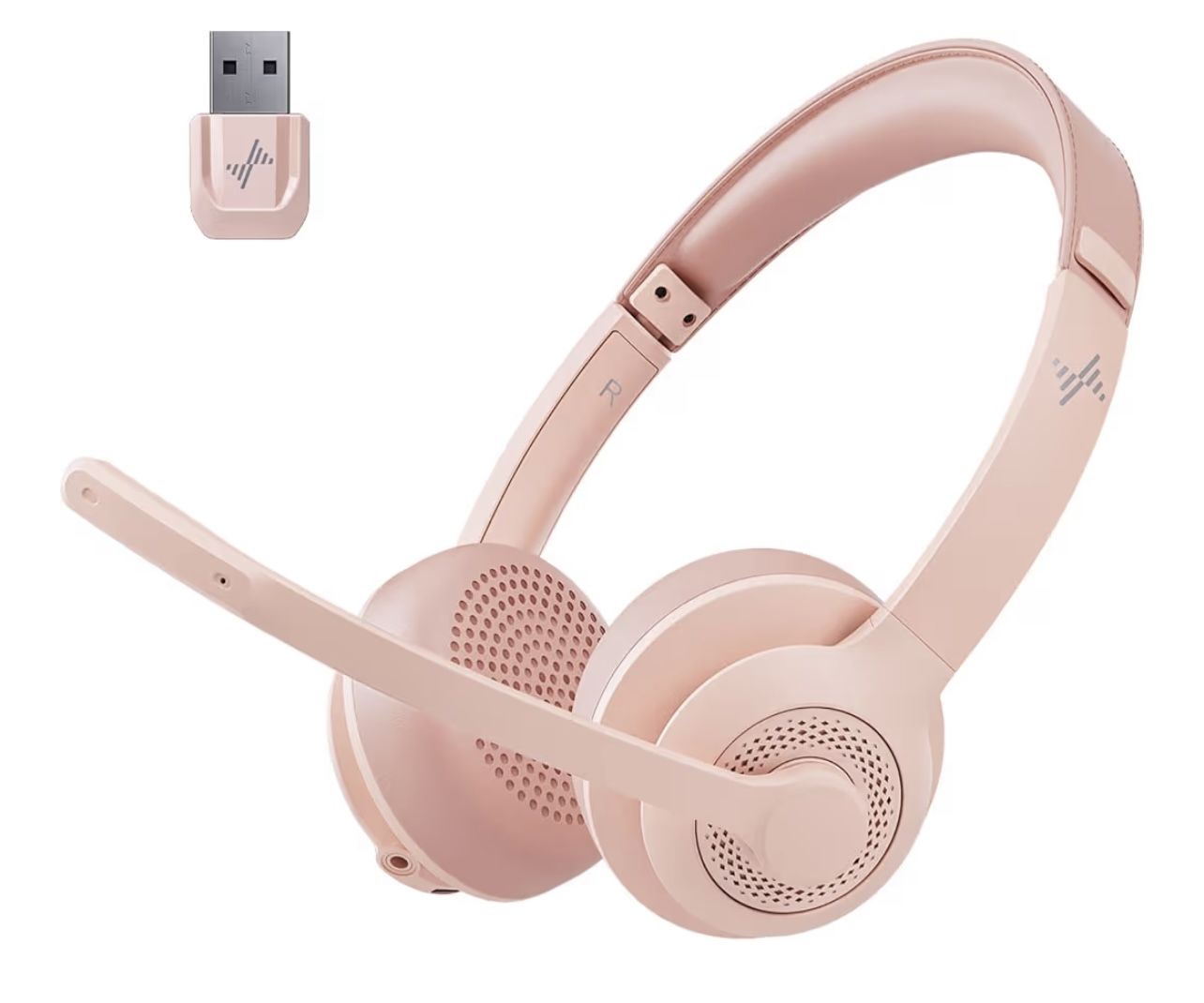 Wireless Headset with AI Noise Cancelling Microphone Bluetooth Headset - Bluetooth V5.2 Headphones with USB Dongle & Mic Mute for Computer/Laptop/PC/i