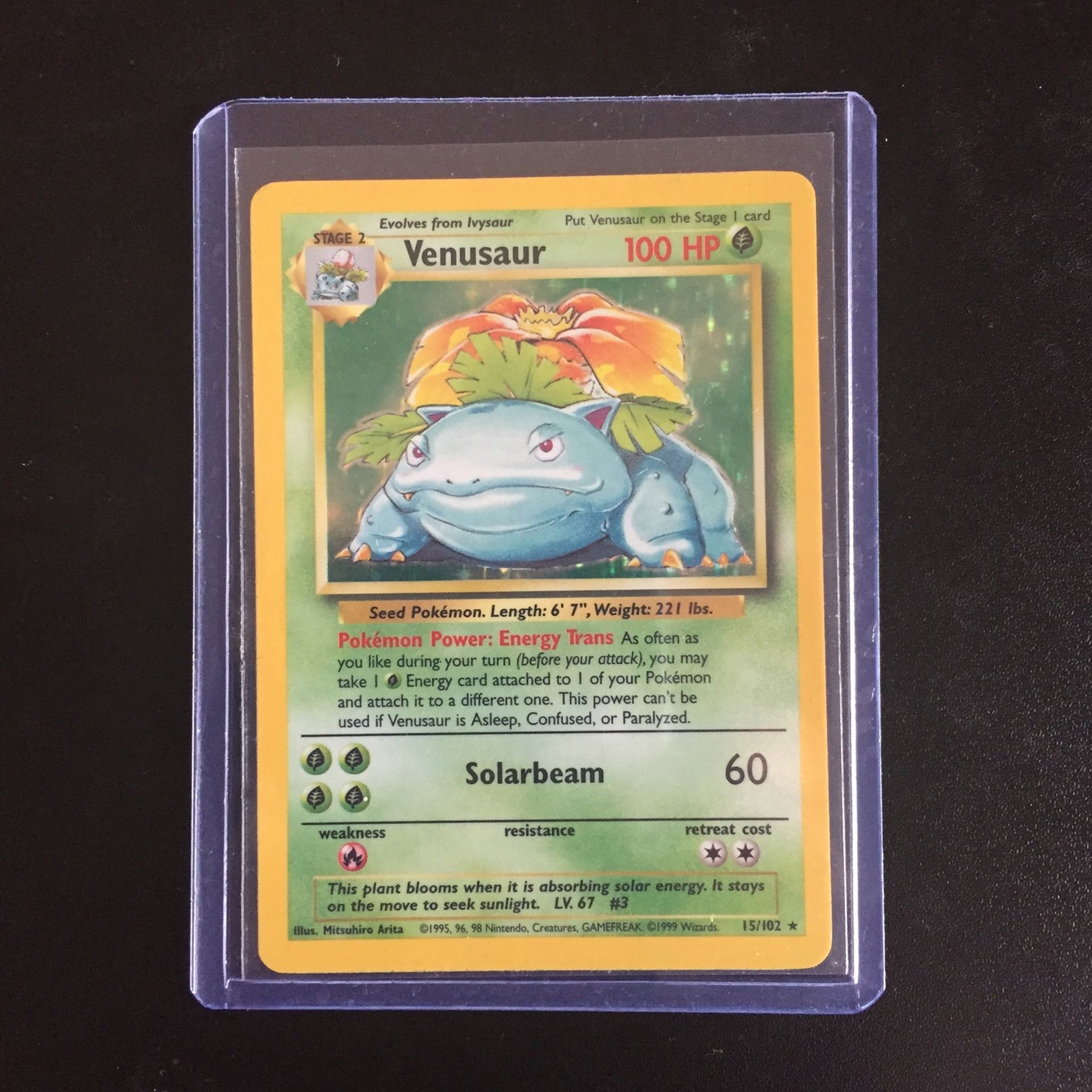 1999 Base Set Venusaur Holo Pokemon Card