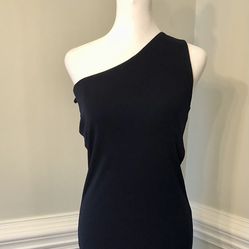 Sleeveless, One Shoulder, Floor Length Dress In Solid Navy Blue from Ralph Lauren (medium)