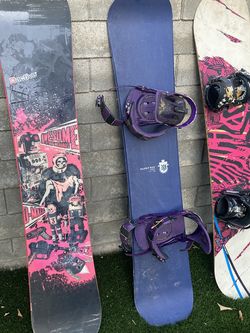 3 Snowboards, Two With Binding  One Is A Vintage Danny Way From The 90’s   The Boards Are 149, 151, 154 .  $120 For All Three Of Them    