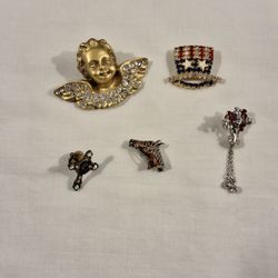 VINTAGE LOT OF 5 Brooches
