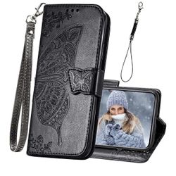 Phone Case iPhone 11 Wallet Case,Women Flip Folio Cover with Butterfly Embossed PU Leather Stand Card Holder Slots Magnetic Detachable Wrist Strap fo