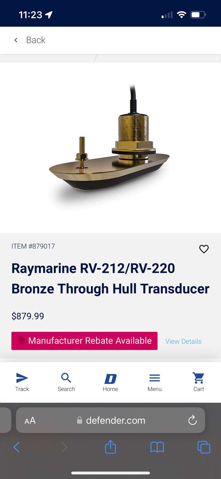 Raymarine Rv212 Bronze Through Hull Transducer 