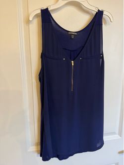 Express chiffon tank top, blue, medium