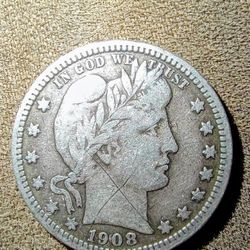 1908 O Barber Quarter 