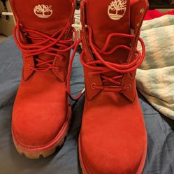 Red Timberlands Like New! US Mens size 8/Womens Size 10