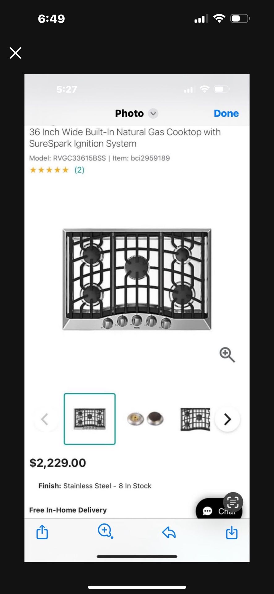 viking gas 36inch cooktop