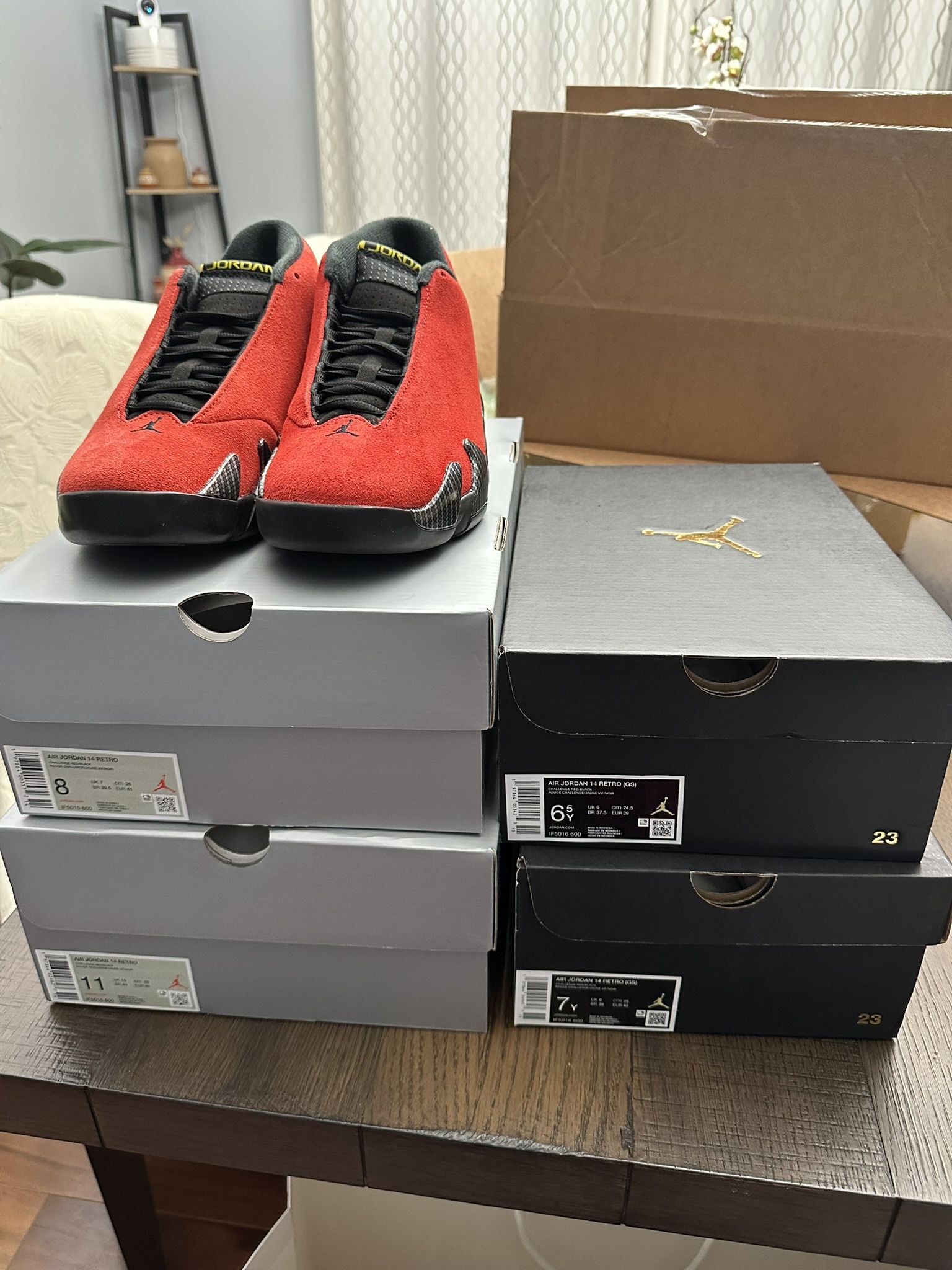 Air Jordan 14 Ferrari Challenge Red Size 8 11 6.5y 7y Brand New