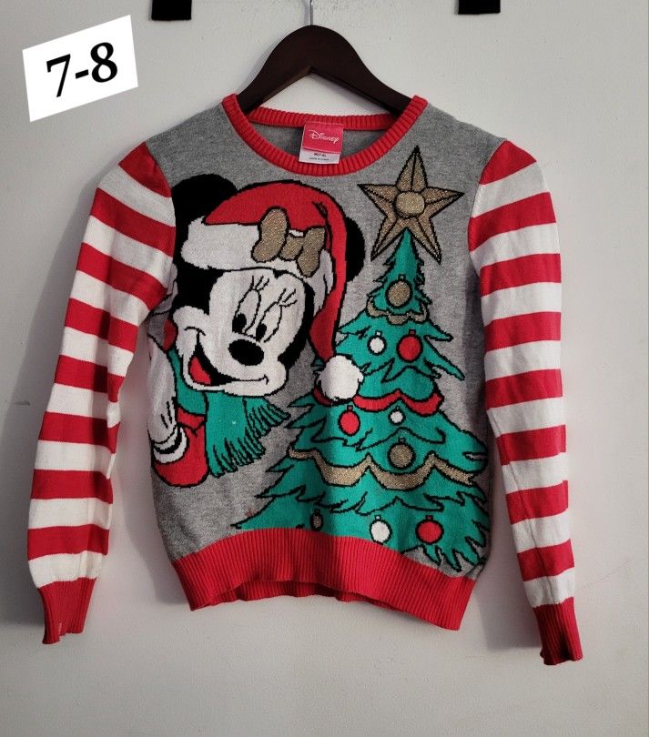 Minnie Mouse Christmas Sweater Size 7-8 