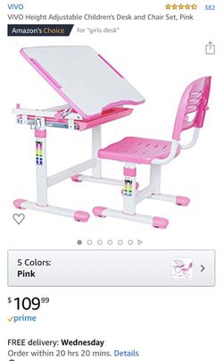 Children’s desk and chair set , pink