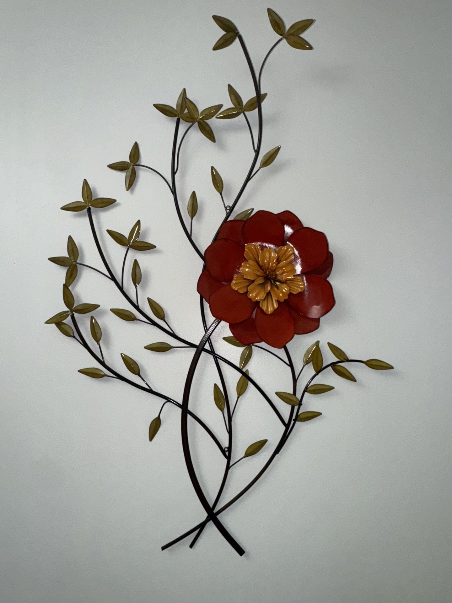 Wall art - metal flower and leaves branches.