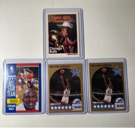 LOT OF 4 MICHAEL JORDAN BULLS BASKETBALL CARDS HOOPS NBA GOAT HOT🔥