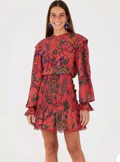 FARM RIO Red Sunset Tapestry Dress