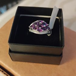 Platinum And .925 Purple Amethyst Ring