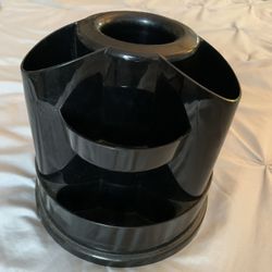 Black Swiveling Desk Organizer Pencil Holder Office Supplies Home Office