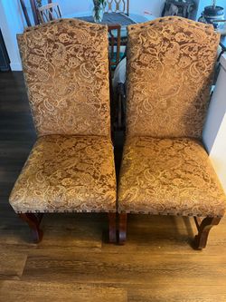 (Elegant High-Back Upholstered Dining Chairs - Solid Wood & Nailhead Trim (set of 4)