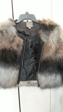 Lumiere faux fur ombre vest short sleeve jacket