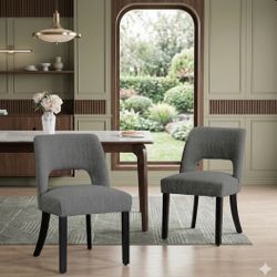 Dark Gray Curved Cut-Out Dining Chairs - Set of 2