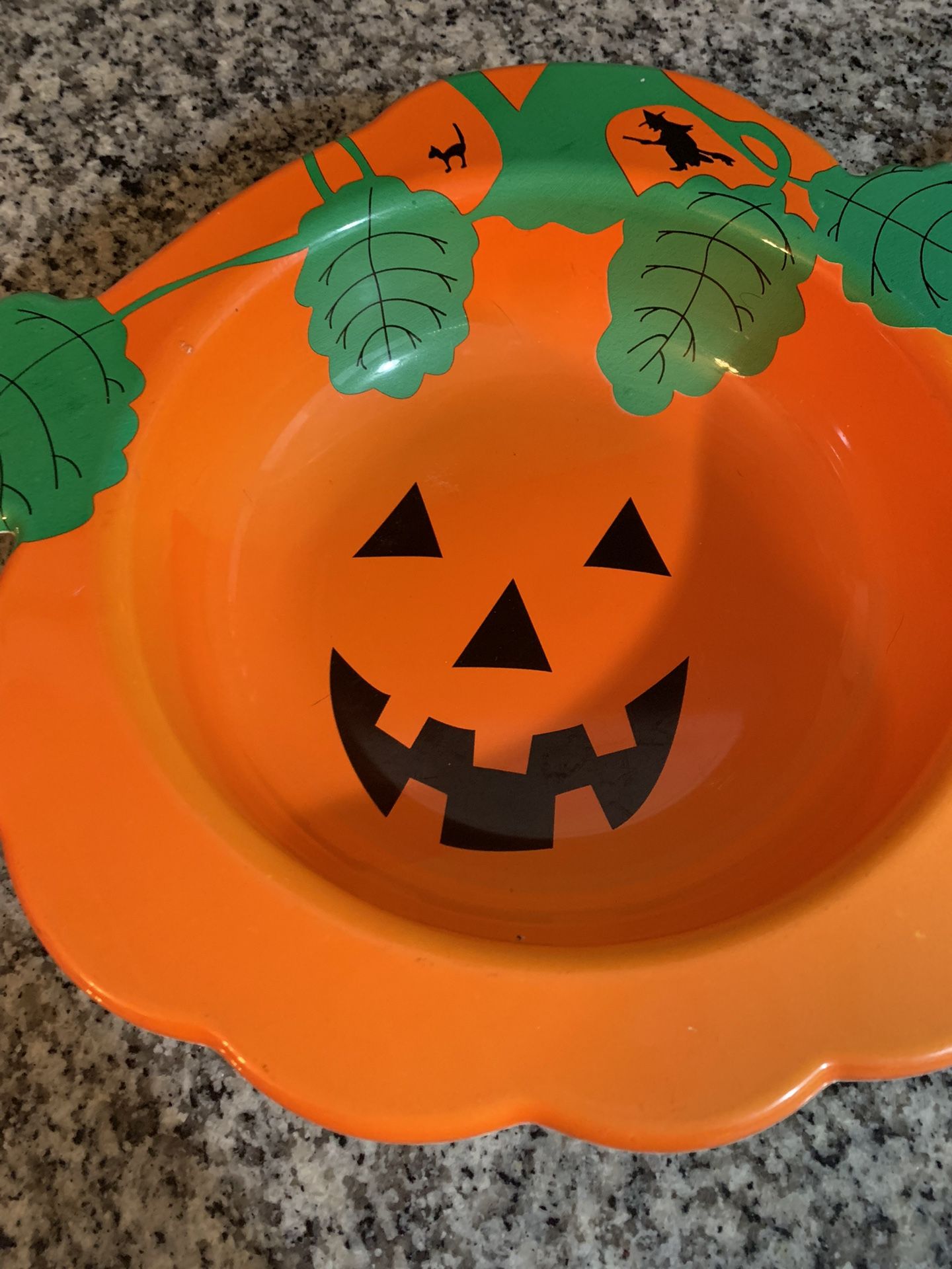 Vtg 80s/90s Plastic Halloween Candy Bowl Pumpkin
