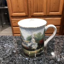Thomas Kinkade 2002 Joy of the Season June Coffee mug.  “Hometown Chapel”.  Size 4 inches tall.  Brand new never used.  