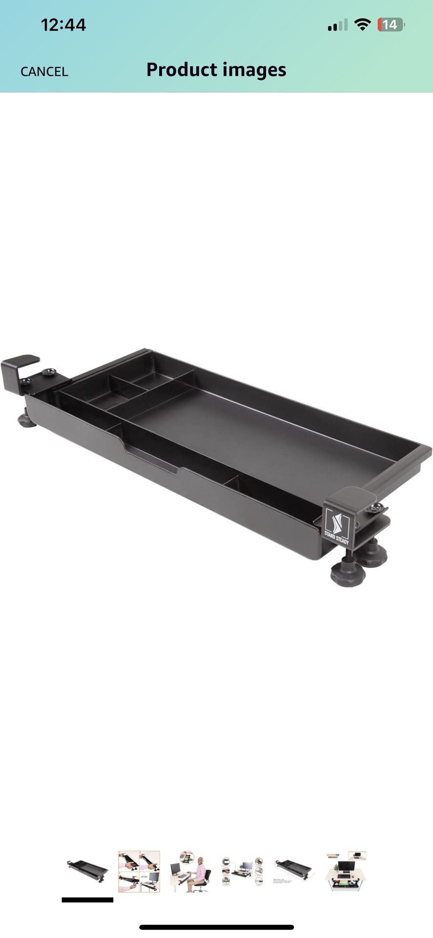 Stand Steady Clamp-On Desk Drawer | Under Desk Storage with Damage-Free Easy Installation - No Drilling Required