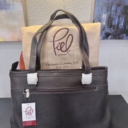 PIEL LEATHER  Ladies Laptop Tote Carryall Brand New With Dust Bag 16.5x12.5x6