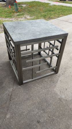 Side Table with Stone Top and Matching Wall Decor