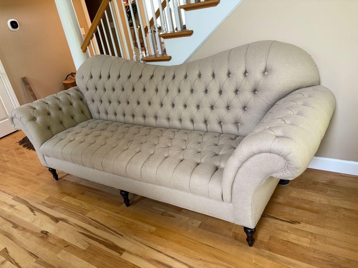 Large Arhaus Chesterfield Sofa With Tuffed Design For Sale
