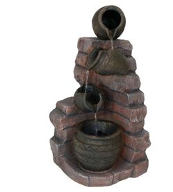 Sunnydaze Crumbling Bricks and Pots 27-Inch Solar Fountain