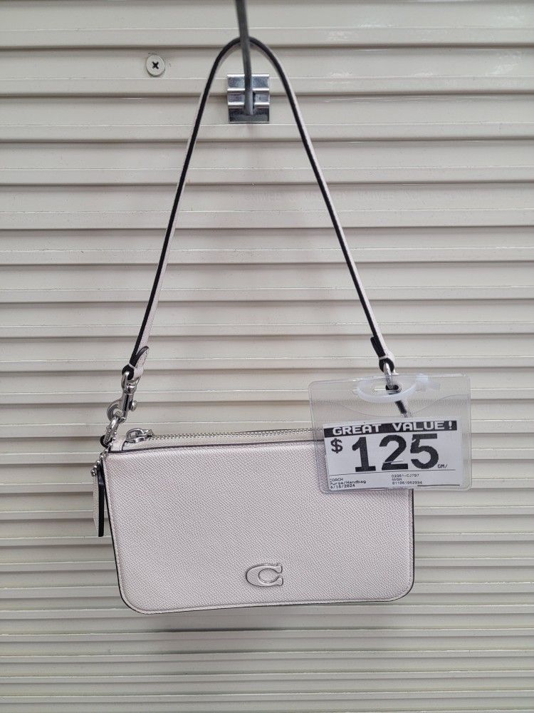 White Coach Crossgrain Leather Pounch Bag 