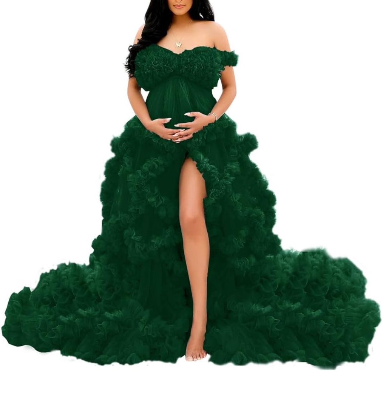 emerald green simple dress Emerald Green Strappy Back Sexy Slit Simple A-line Satin Dress main image 1