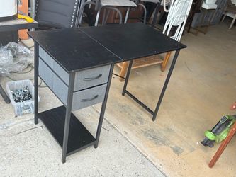 Black Computer Desk with Fabric Drawers
