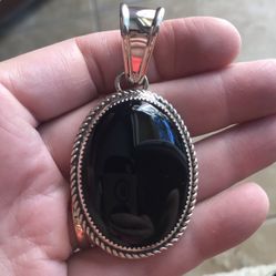 Black Onyx And Sterling 925 New Pendant 