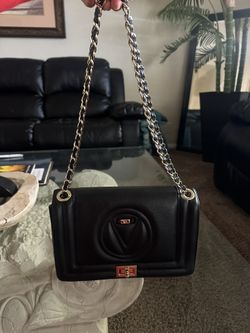 Valento Purse Black Leather Shoulder Bag