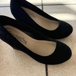 Black Suede Wedges, Size 6