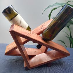 Table Top Wine Rack- 2 Bottles- Stained & Laquered