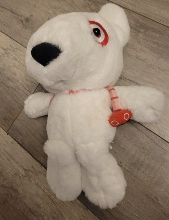 Target Bullseye White Dog With Backpack Plush BRAND NEW
