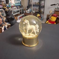 Decorative Golden Glitter Unicorn Globe - A Symbol Of Purity, Innocence & Magic In Mythology & Folklore 6"H SEE DESCRIPTION