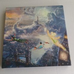Tinker Bell and Peter Pan Fly to Neverland Thomas Kinkade Disney Canvas Art
